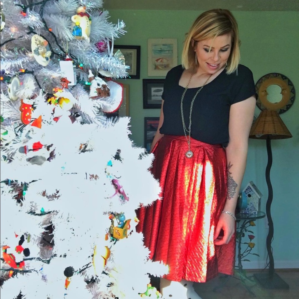 Red Metallic Lularoe Madison Skirt